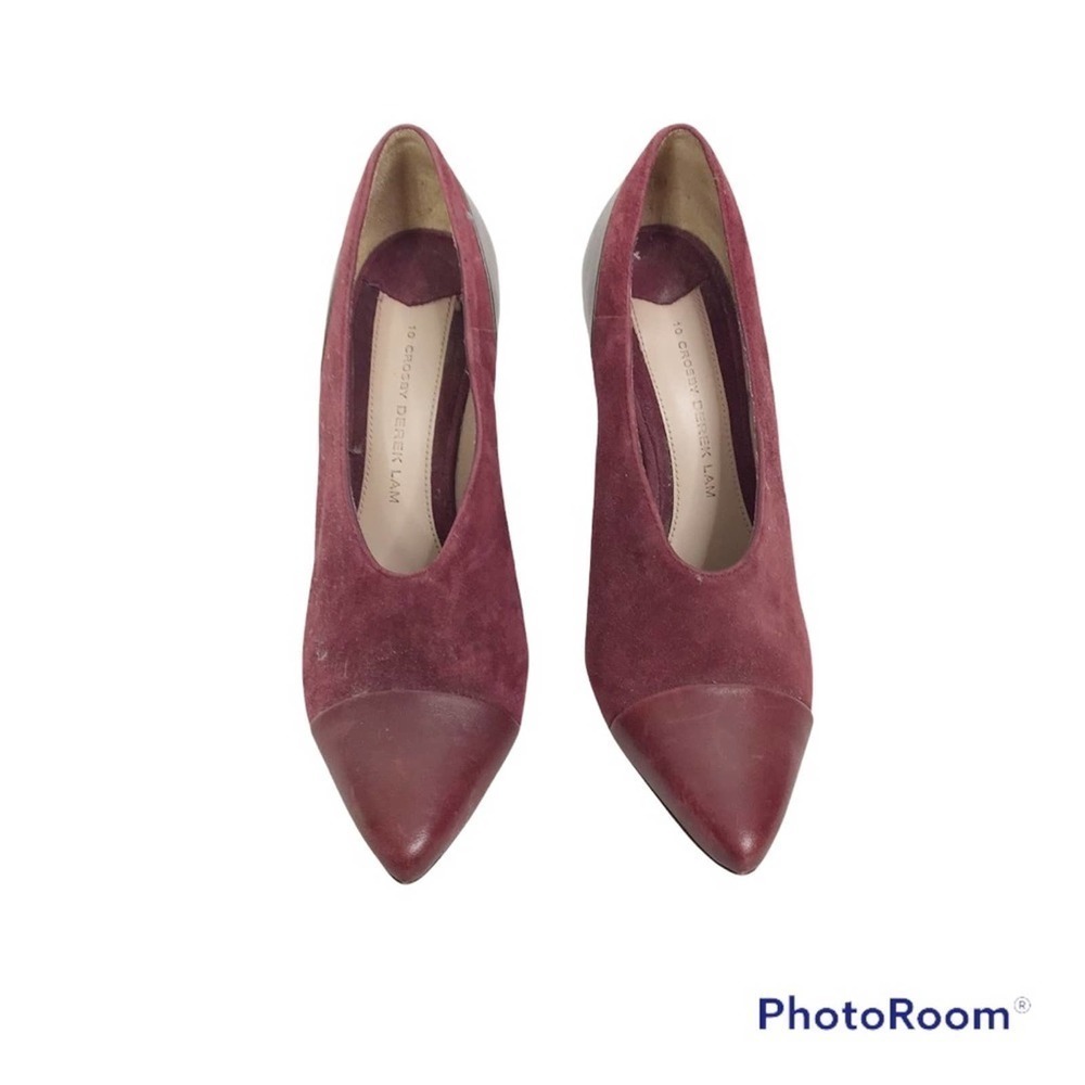 10 Crosby Derek Lam red suede and leather boots wedges size 6